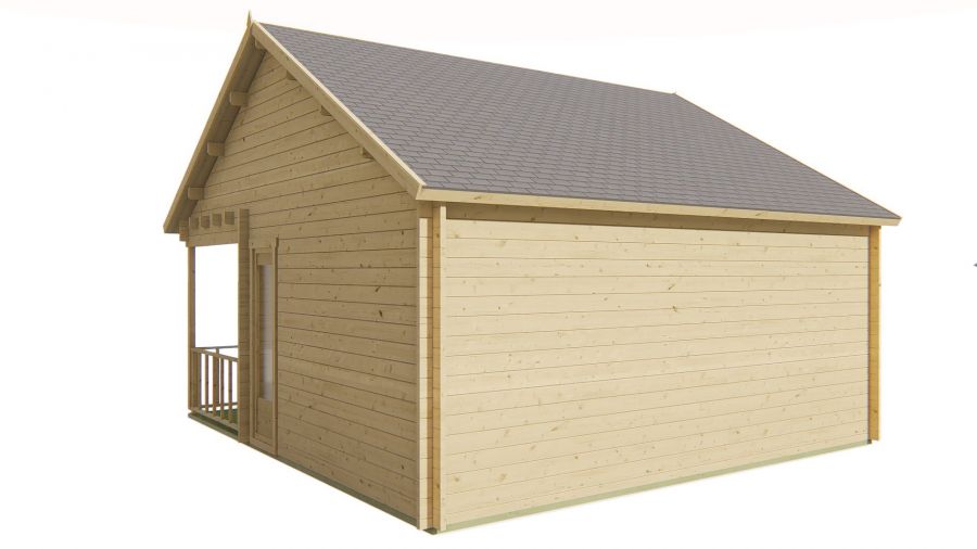 Seitliche Ansicht von Hinten Gartenhaus Olaug 44mm 550x598cm