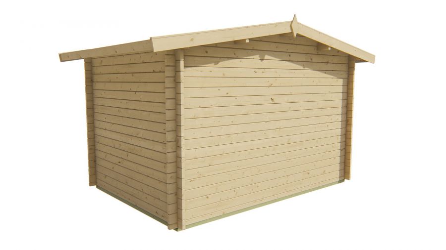 Seitliche Ansicht von Hinten Gartenhaus Philip 40mm 350x250cm
