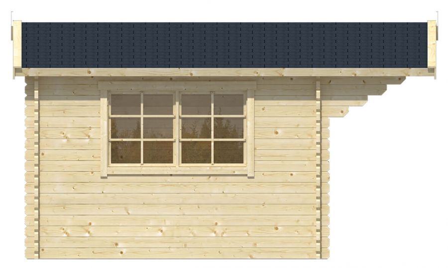 Ansicht Linke Seite Gartenhaus Riho 40mm 320x320+120cm Vordach