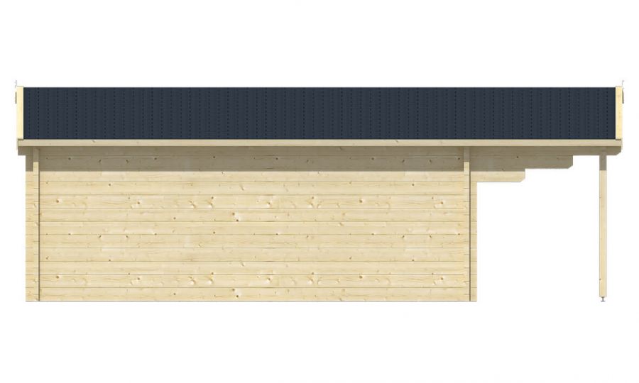Ansicht Linke Seite Gartenhaus Rune 70mm 595x595+200cm