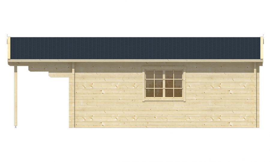 Ansicht Rechte Seite Gartenhaus Rune 70mm 595x595+200cm