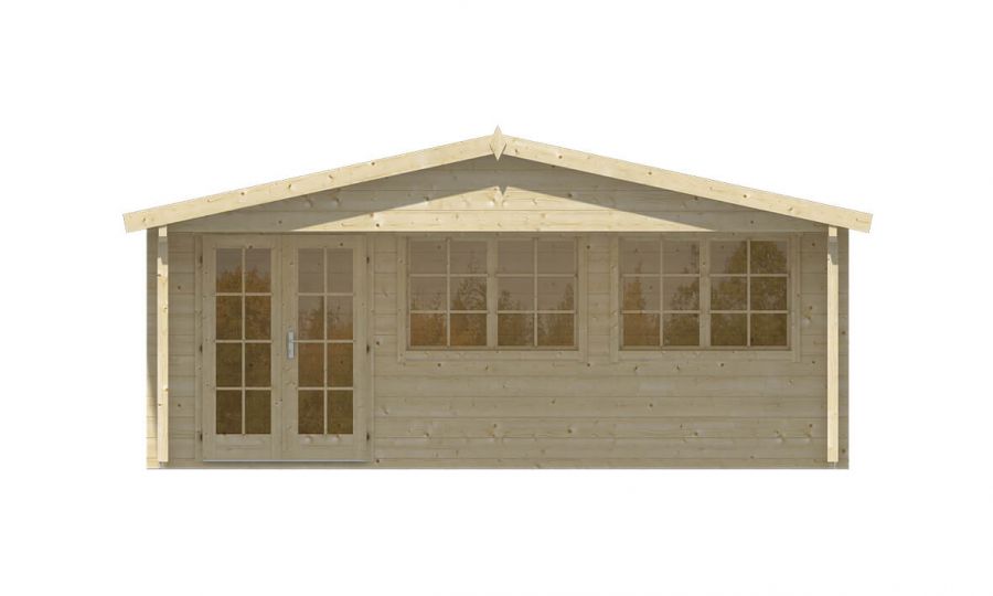 Ansicht Frontseite Gartenhaus Rune 70mm 595x595+200cm
