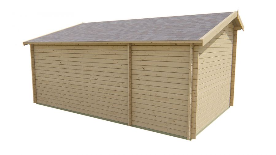 Seitliche Ansicht von Hinten Gartenhaus Selma 40mm 578x350cm