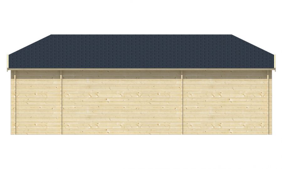 Ansicht Rückseite Gartenhaus Sibella 44mm 850x420cm
