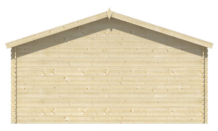 Ansicht Rückseite Gartenhaus Skyler 28mm 500x320 + 100cm Vordach