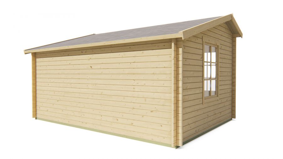 Seitliche Ansicht von Hinten Gartenhaus Tane 40mm 480x350cm