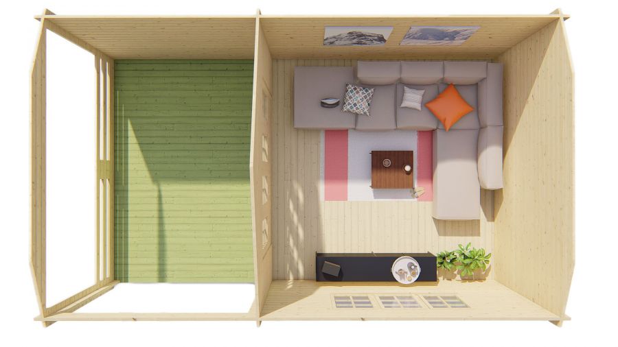 Draufsicht Gartenhaus Torkel 44mm 700x420cm