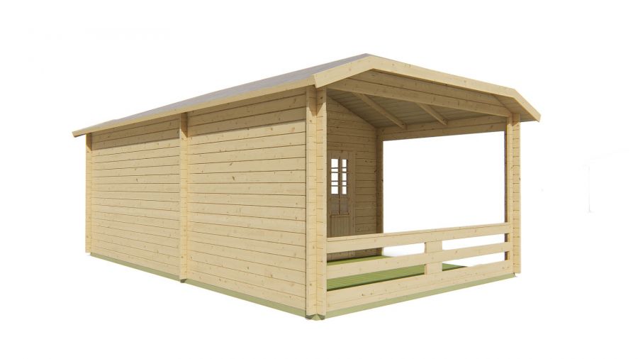 Seitliche Ansicht von Hinten Gartenhaus Torkel 44mm 700x420cm