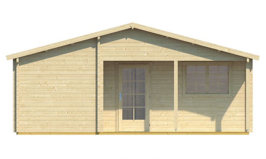 Ansicht Frontseite Gartenhaus Wochenendhaus Ardee 70mm 817x700cm