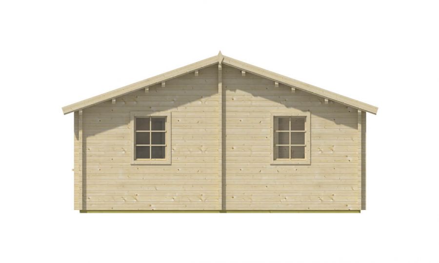 Ansicht Rückseite Gartenhaus Wochenendhaus Kay 70mm 595x800cm