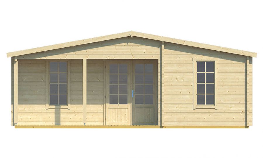 Ansicht Frontseite Gartenhaus Wochenendhaus Ollie 70mm 498x731cm
